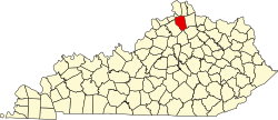 Map of Kentucky highlighting Grant County
